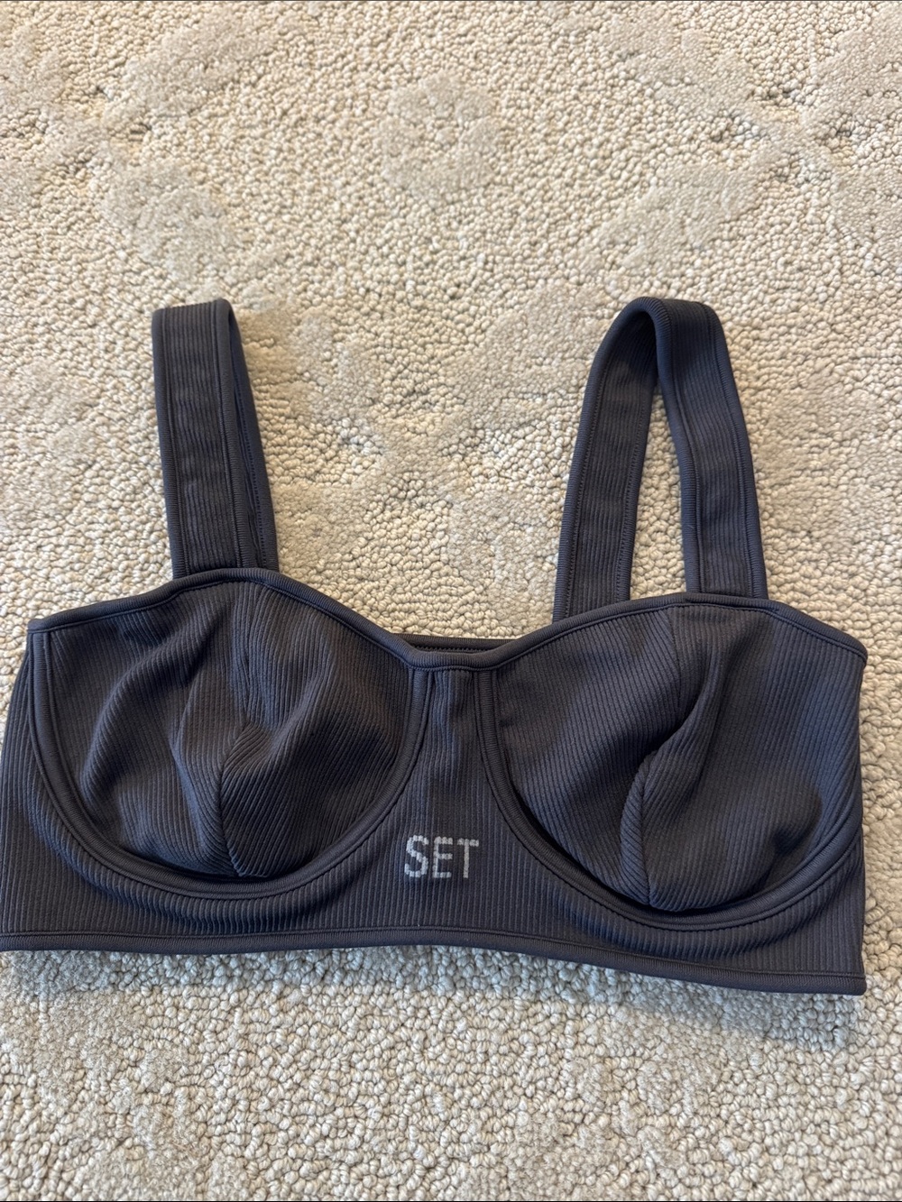 SET Active Black Ribbed Underwire Bralette